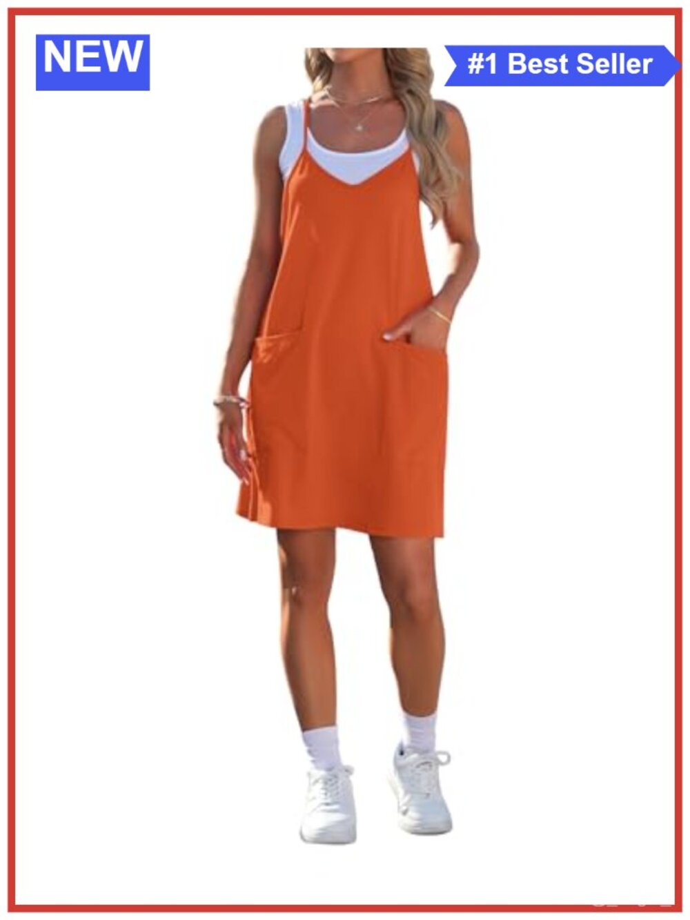 Spaghetti Strap Mini Dress with Pockets Summer Casual